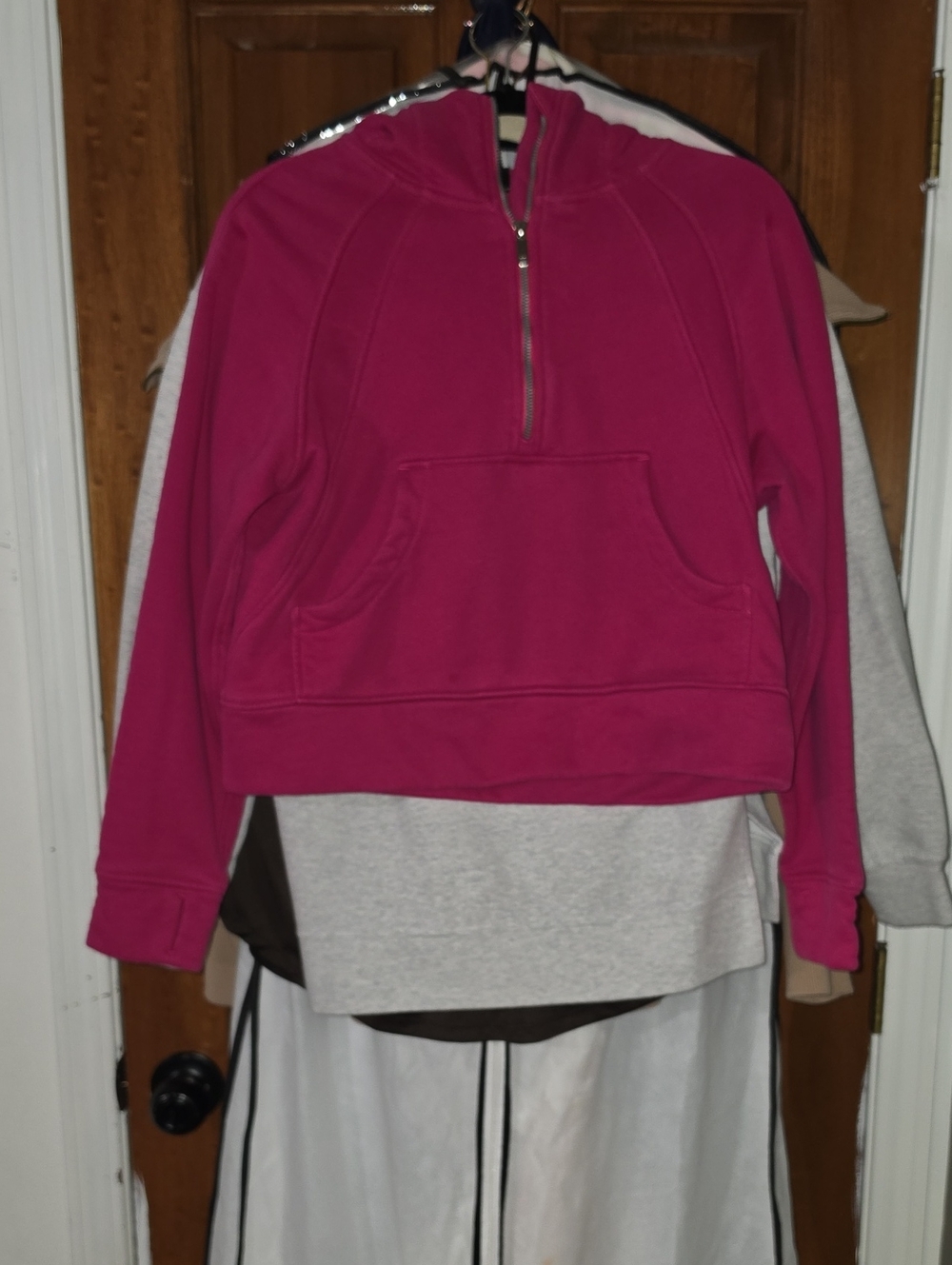 Women’s Half-Zip Fleece Pullover Hoodie - Hot Pink